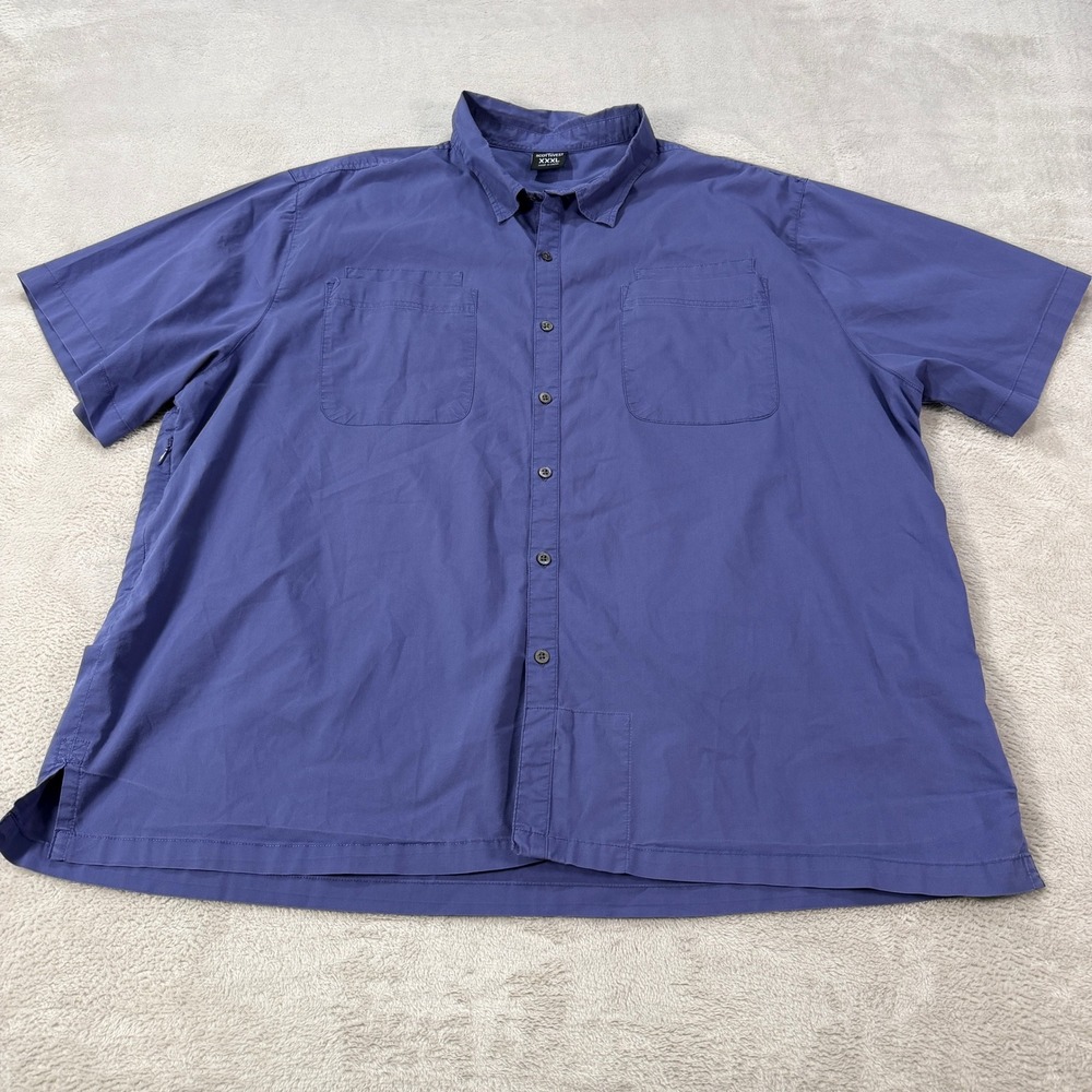 SCOTTeVEST Mens XXXL Blue Short Sleeve Travel Shirt Hidden Pockets Button Up
